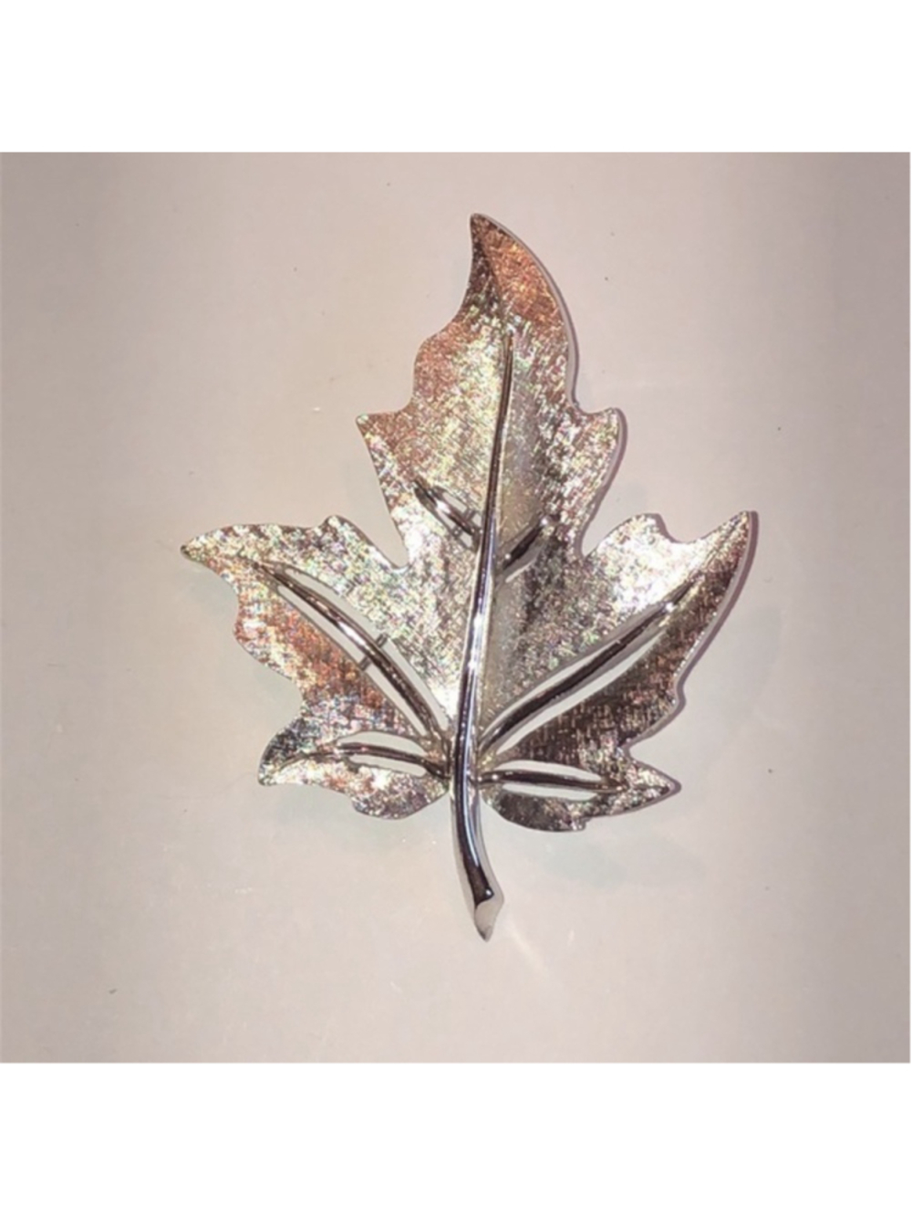 Marcel Boucher 977 Signed Silver Tone Leaf Brooch Shoulder Pin